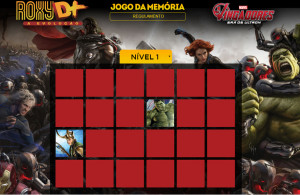 Avante Vingadores é um jogo de memória no qual o usuário deve acertar as figuras de personagens repetidas