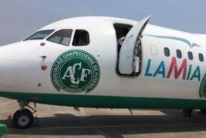 Avião da empresa boliviana Lamia, fretado pela Chapecoense para transportar sua equipe