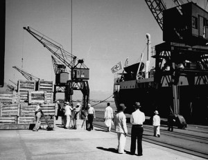 A view showing a Nazi ship in Brazil.  (