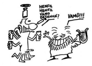 O cartunista Caio Zouk colocou Glauco para desenhar com Henfil no céu