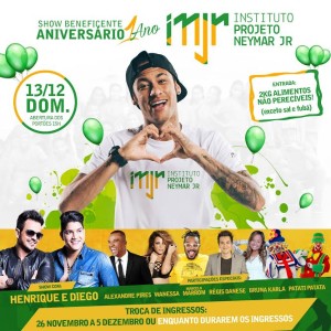 Evento beneficente ocorrerá na sede do instituto em Praia Grande, com a presença de artistas, como Alexandre Pires e Wanessa.