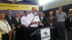 O governador Geraldo Alckmin participou da entrega de dois novos trens além da estação Bernardino de Campos, no Canal 2.