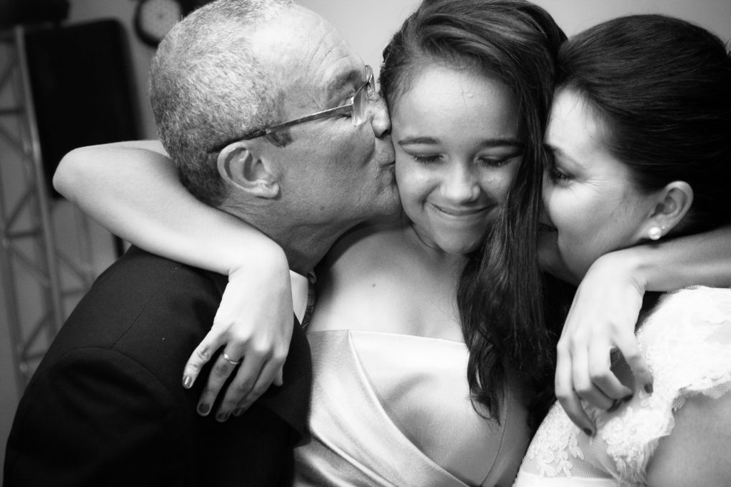 Moisés, Jýlia e Luly no dia do casamento, em janeiro de 2014