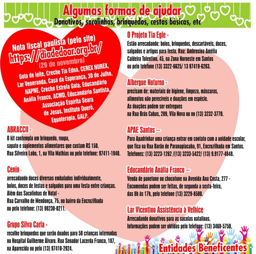 Entidades de Santos recebem doações para as sacolas de Natal