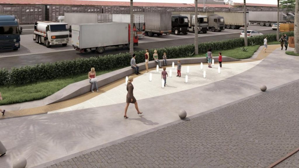 Avança construção de fonte interativa em eixo turístico de Santos