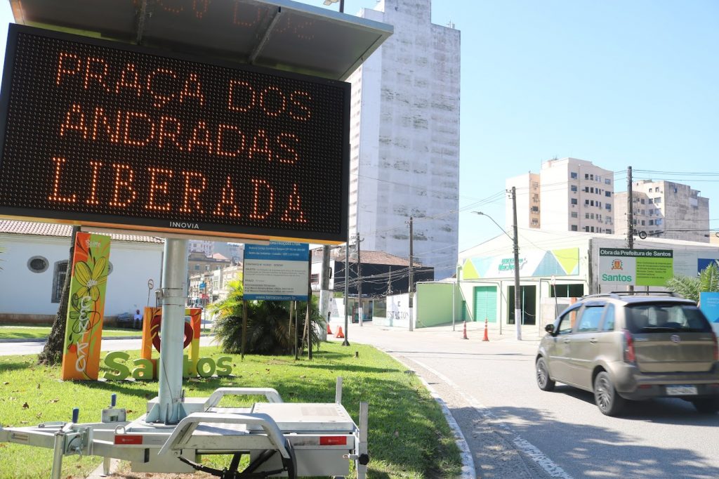 Obras do VLT avançam para outro ponto do Centro de Santos