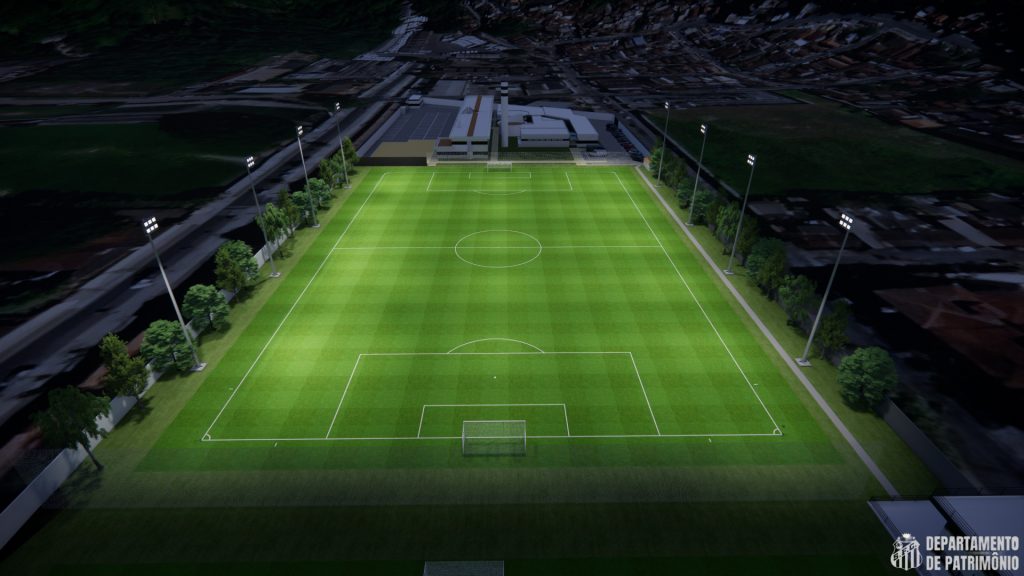 Santos FC começa processo de instalação de iluminação no campo 3 do CT Rei Pelé
