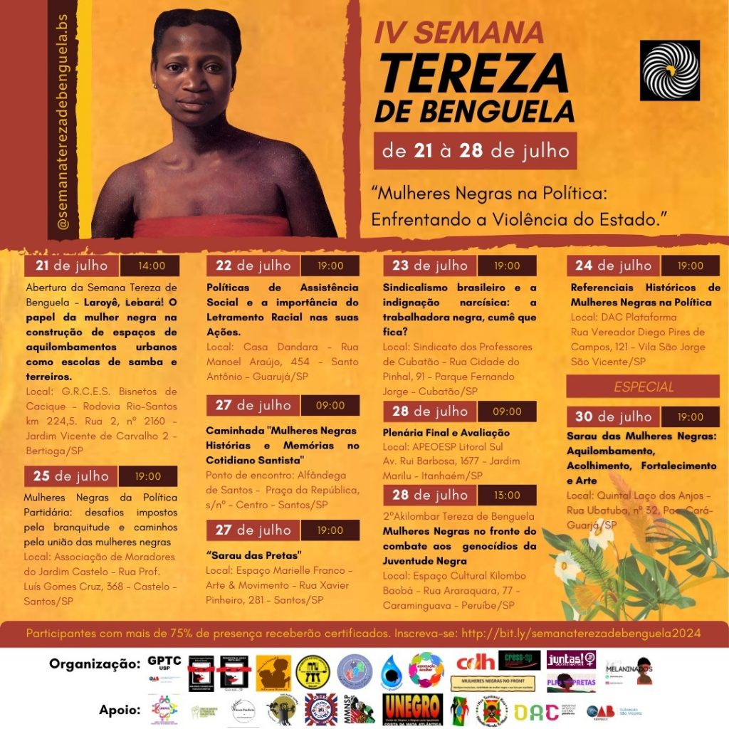 Abertura da IV Semana Tereza de Benguela da Baixada Santista ocorre no domingo