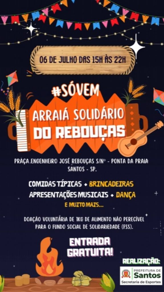 Centro Esportivo Rebouças, em Santos, terá Arraiá Solidário