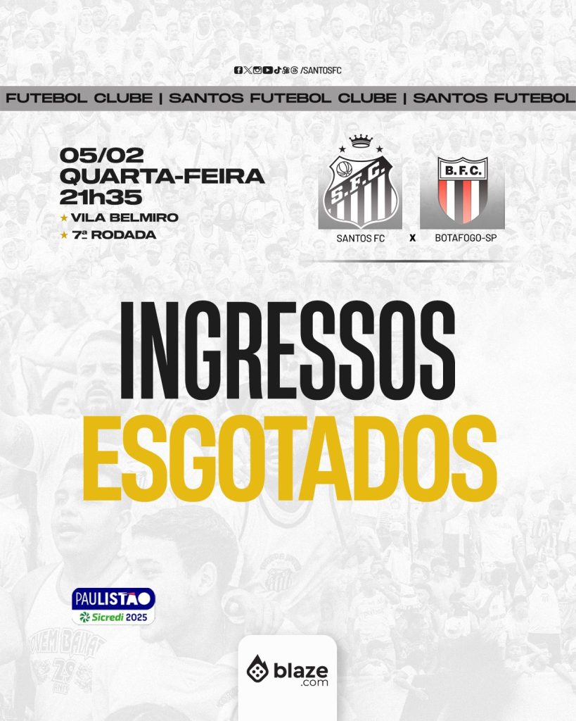 Ingressos esgotados para a reestreia de Neymar no Santos