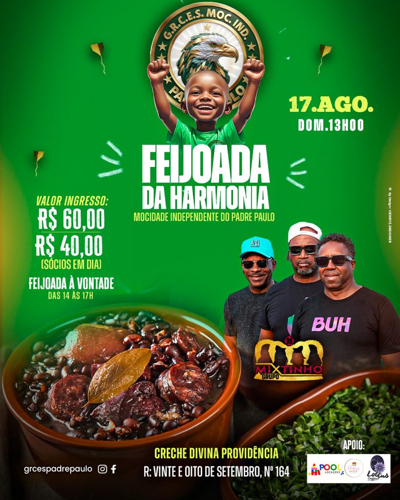 Feijoada da Mocidade celebra 51 anos com música e solidariedade em Santos