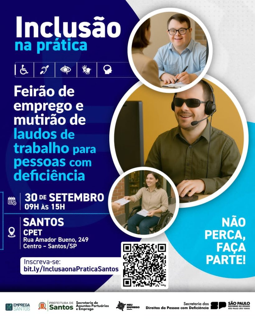 APAS oferece vagas para pessoas com deficiência em mutirão de emprego em Santos