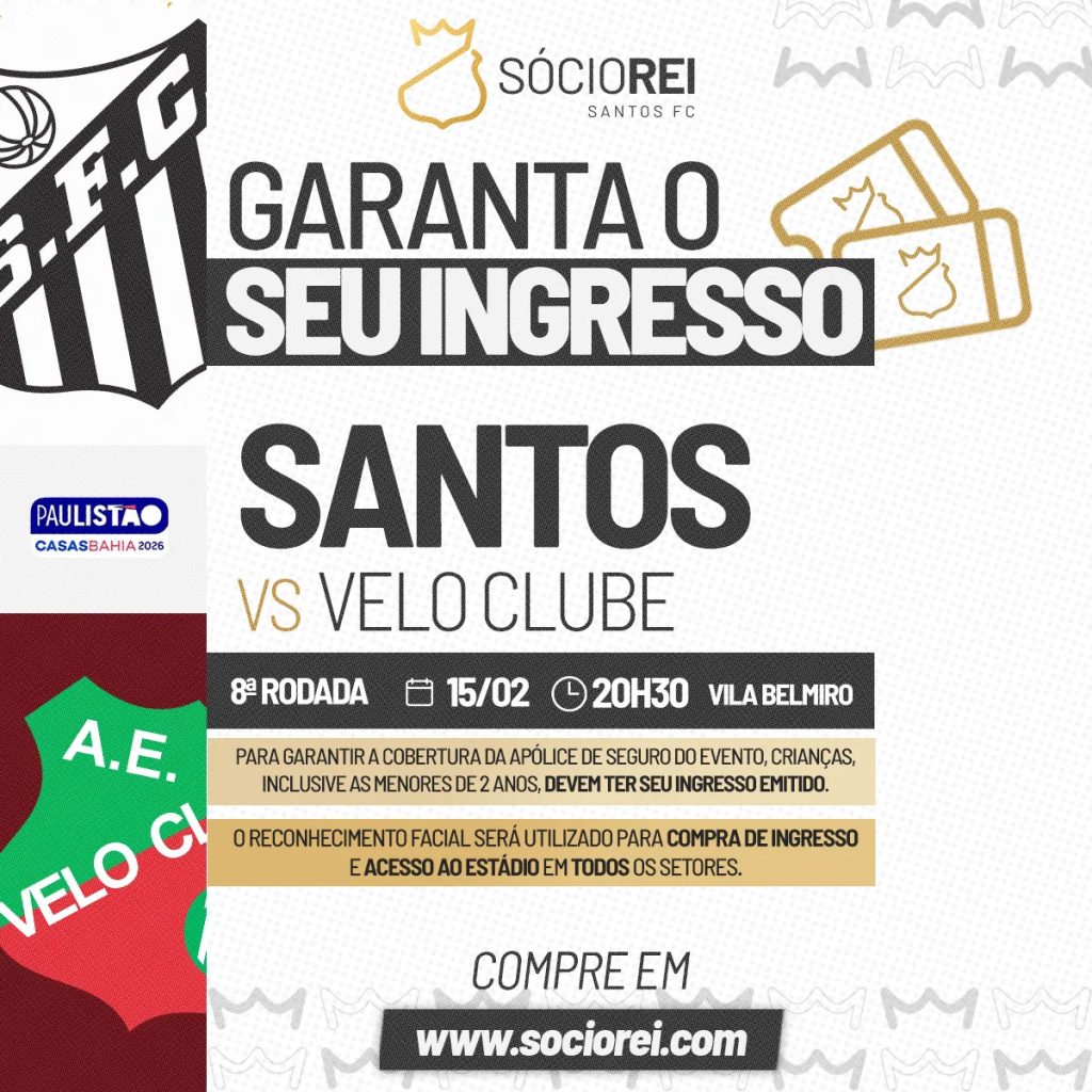Santos inicia venda de ingressos para jogo contra o Velo Clube na Vila Belmiro