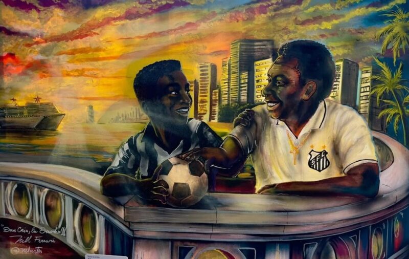 Exposição no Museu Pelé transforma em arte urbana a relação do Rei do Futebol com Santos